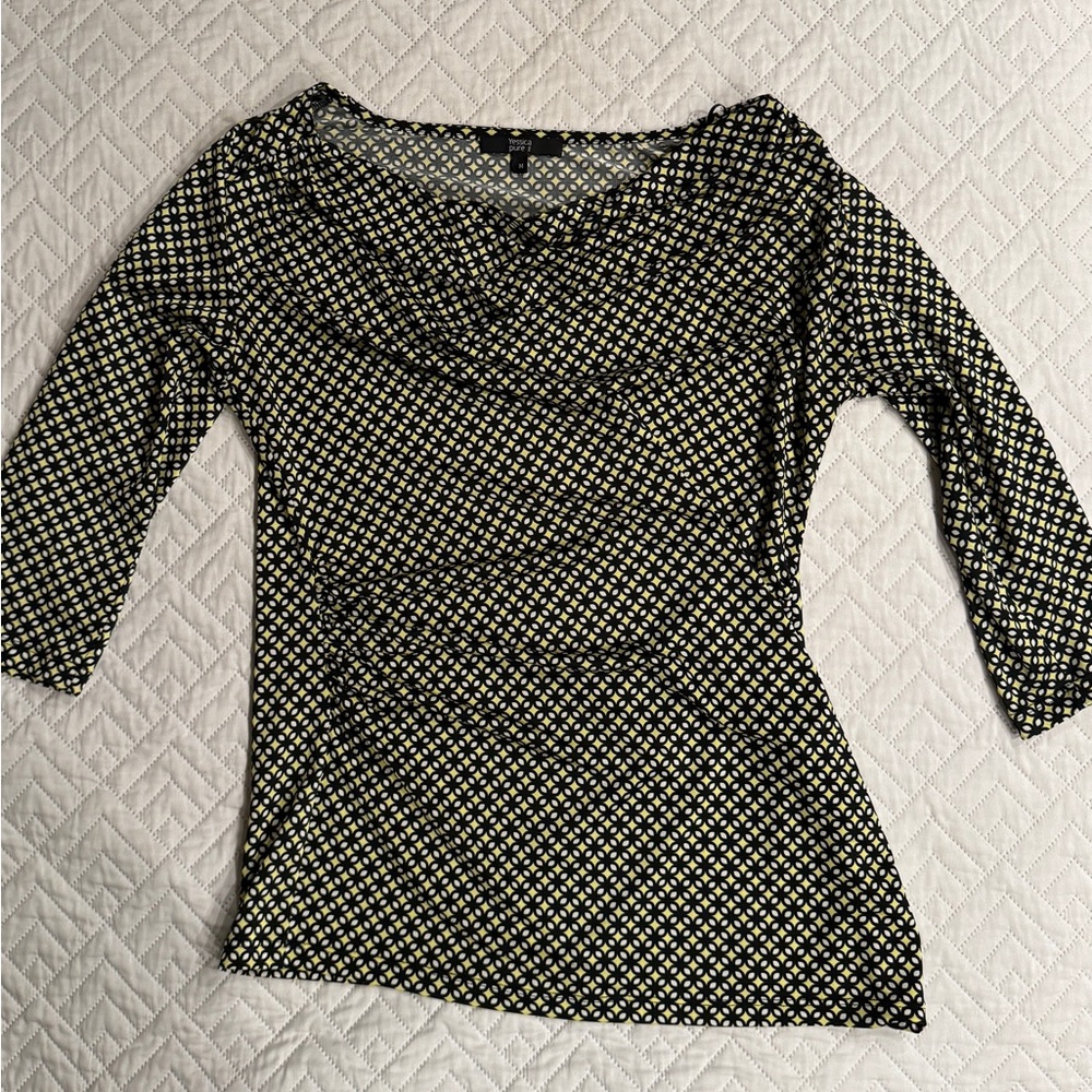 Medium cowl neck blouse with 3/4 sleeves. EUC